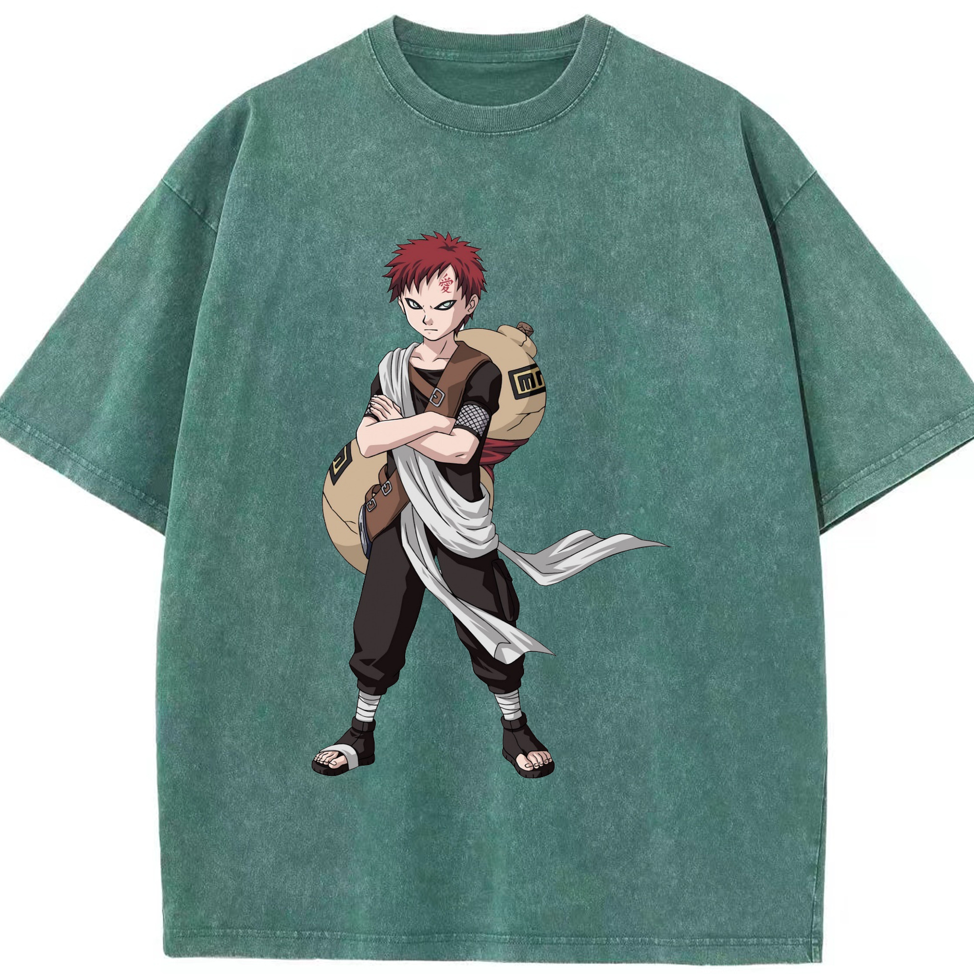 （画像用） NARUTO -ナルト- ガアラ Gaara 綿100% ヴィンテージ風 半袖Tシャツ（フロントプリント）